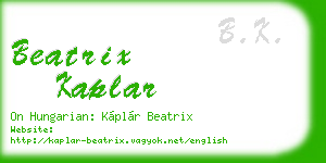 beatrix kaplar business card