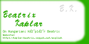 beatrix kaplar business card